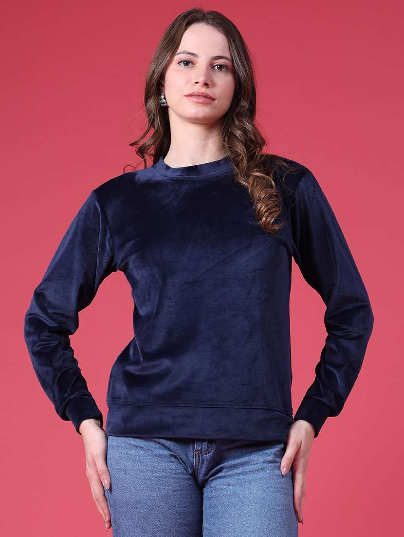 Women Solid Long Sleeves Regular Fit Sweatshirt - 22544843 -  Standard Image - 2