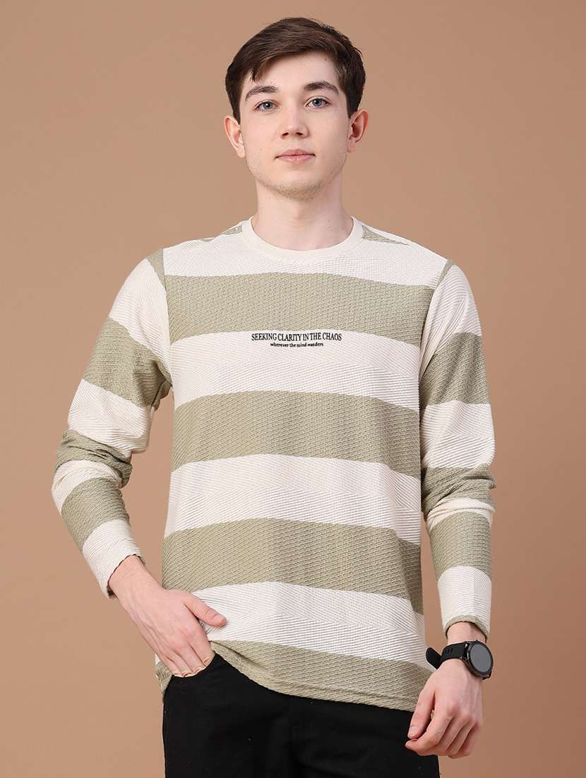 Men Striped Long Sleeve Regular Fit T-shirt - 22545191 -  Standard Image - 2