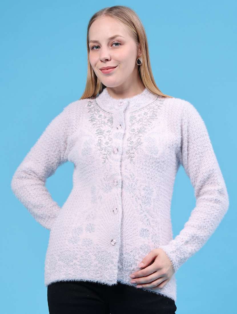 Women Self Design Long Sleeves Cardigan - 22545201 -  Standard Image - 2