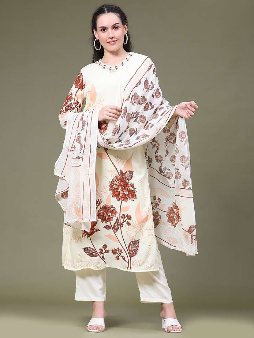 Women Printed Three Quarter Sleeves Kurta Pant Set With Dupatta - 22546258 -  Standard Image - 2