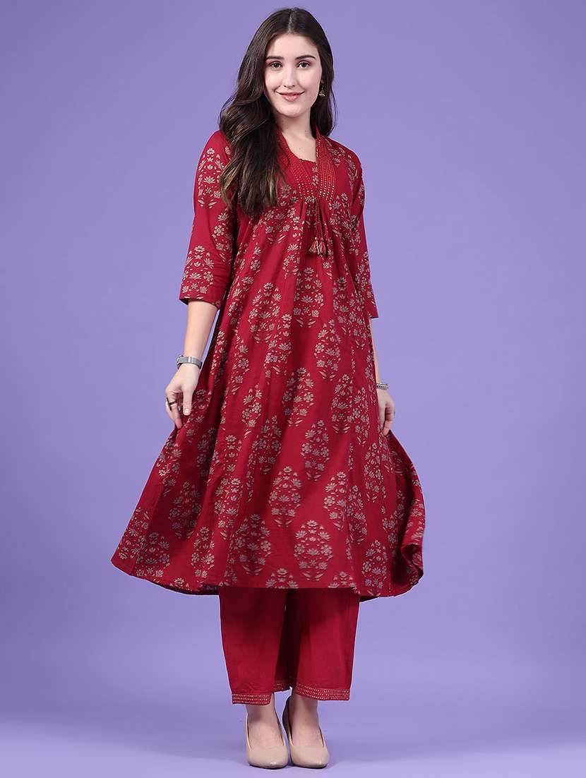 women printed three quarter sleeve kurta pant with dupatta set - 22546270 -  Standard Image - 2