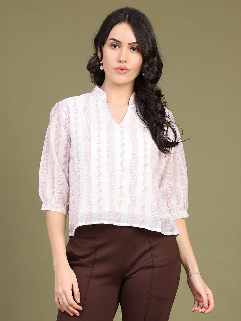 Women Printed Three Quarter Sleeves Regular Top - 22546291 -  Standard Image - 2