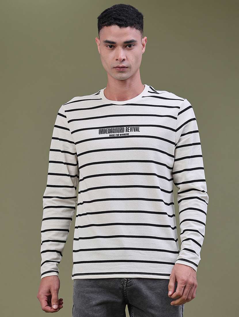 Men Striped Long Sleeve Regular Fit T-shirt - 22546400 -  Standard Image - 2