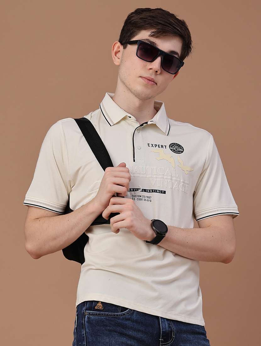 men printed short sleeves polo t-shirt
