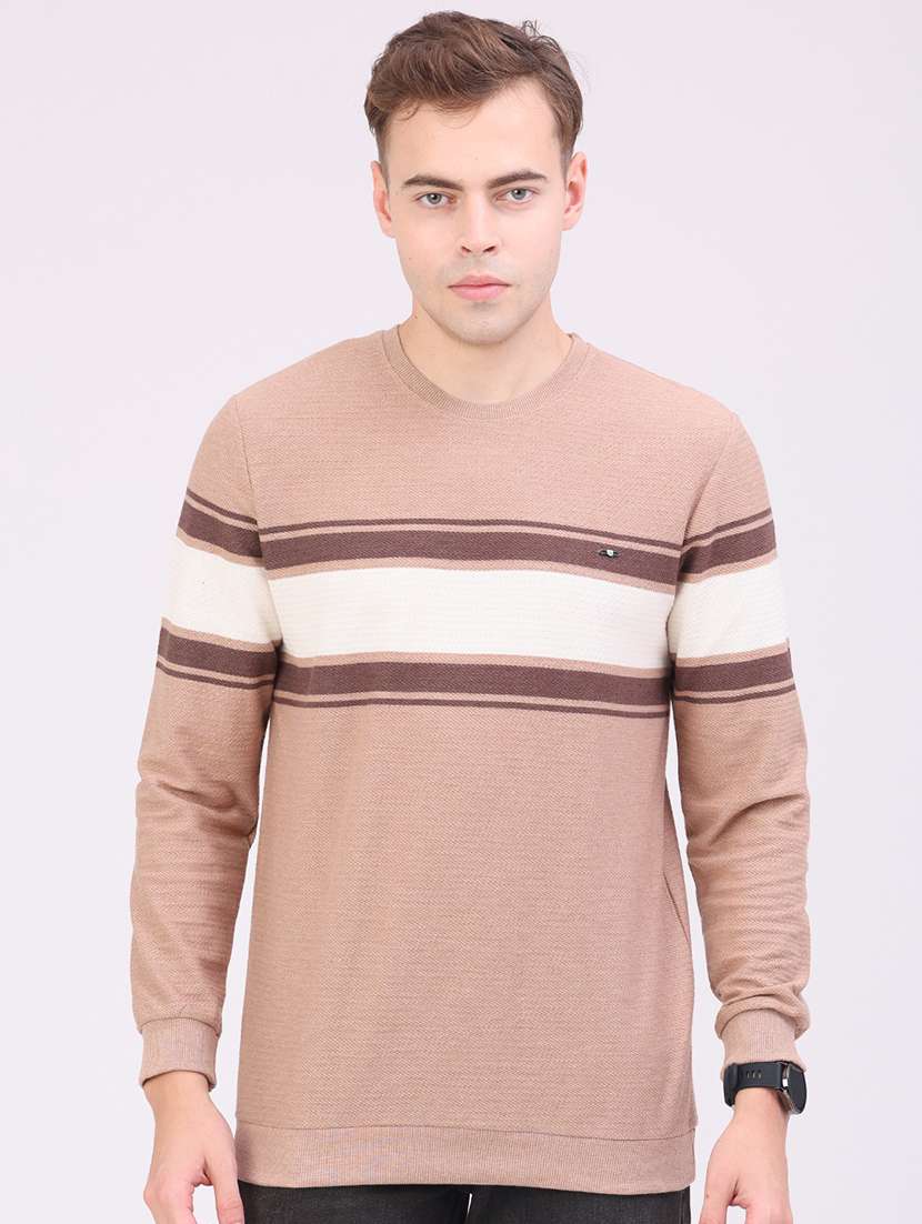men striped long sleeve regular fit sweatshirt