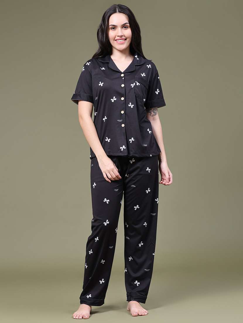 women printed short sleeves nightwear set - 22547186 -  Standard Image - 2