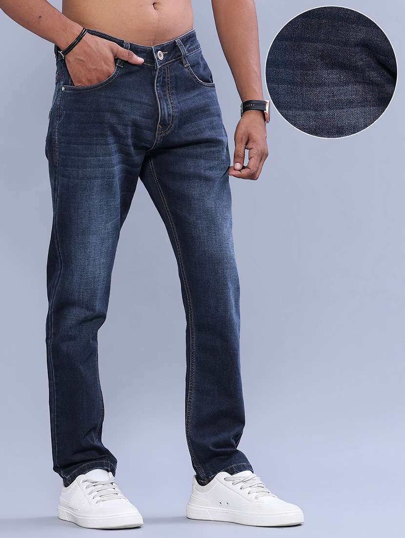 Men Washed Mid Rise Full Length Straight Jeans - 22547479 -  Standard Image - 2