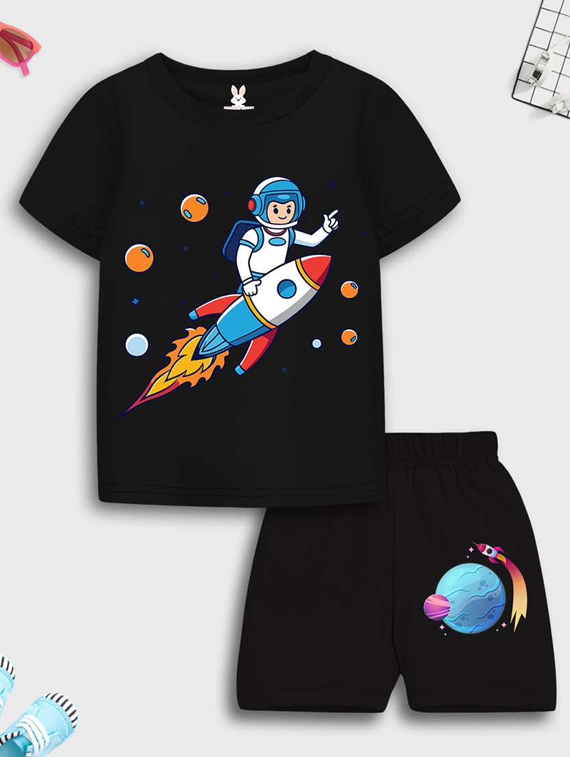boys printed short sleeve t-shirt & shorts set