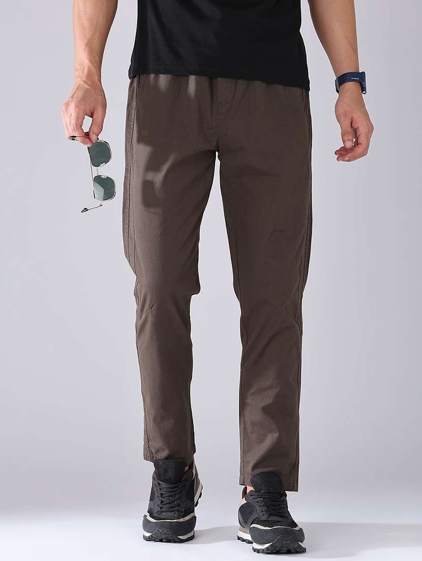 men solid mid rise full length track pant - 22547910 -  Standard Image - 2