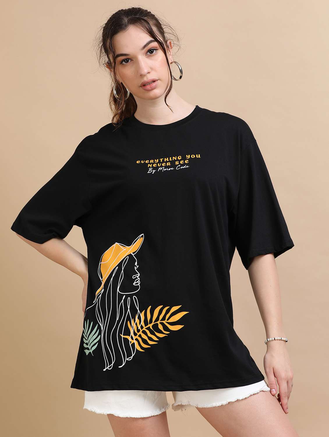 Women Printed Short Sleeves Oversized T-shirt - 22547943 -  Standard Image - 2