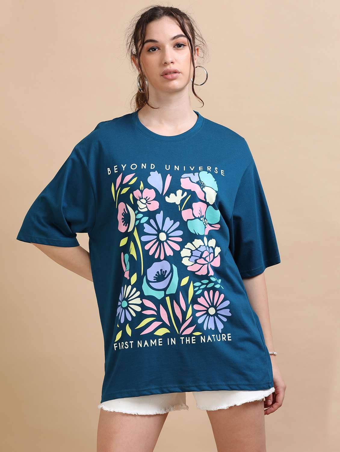 Women Printed Short Sleeves Oversized T-shirt - 22547944 -  Standard Image - 2