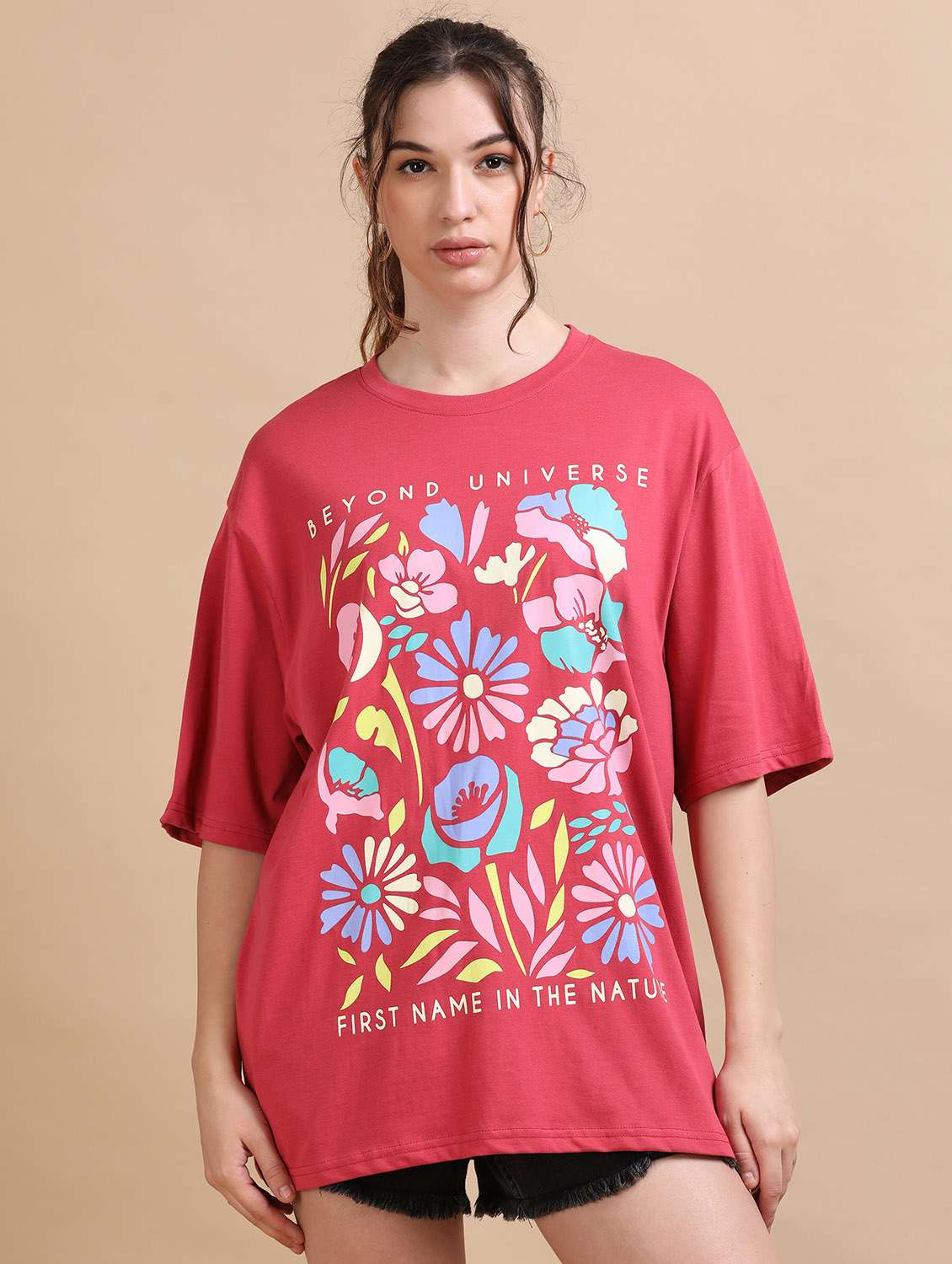 Women Printed Short Sleeves Oversized T-shirt - 22547945 -  Standard Image - 2