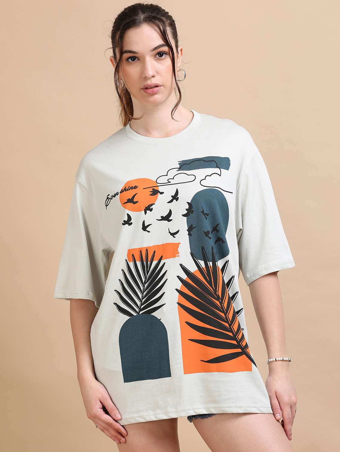 women printed short sleeves oversized t-shirt - 22547948 -  Standard Image - 2