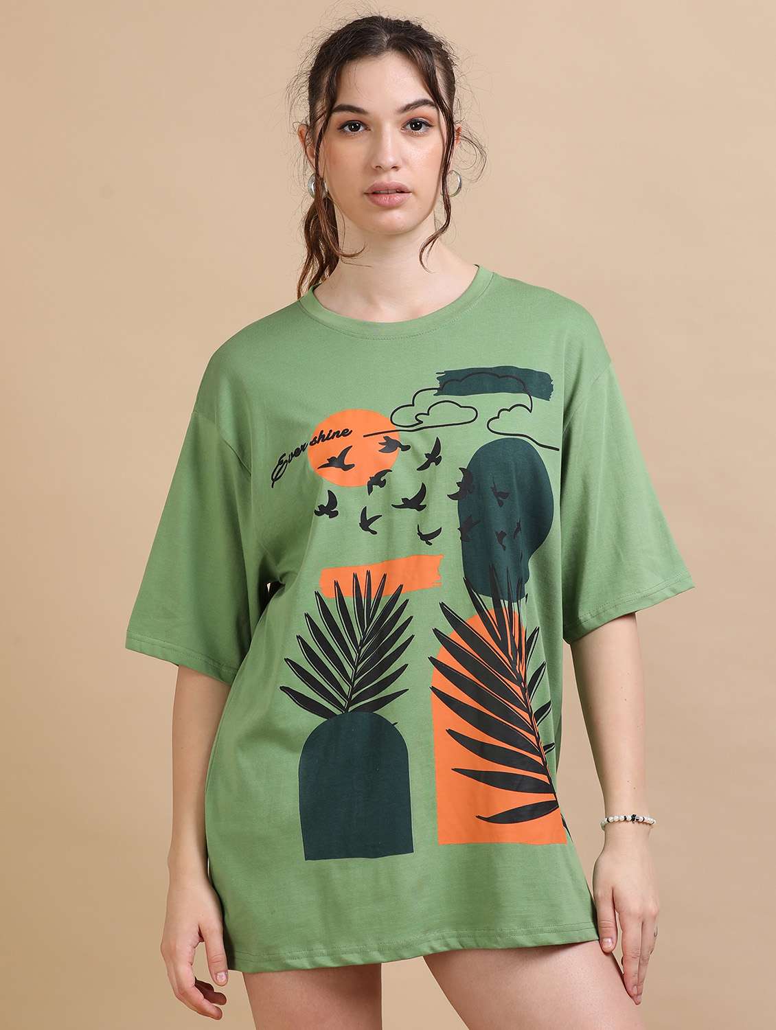 Women Printed Short Sleeves Oversized T-shirt - 22547954 -  Standard Image - 2