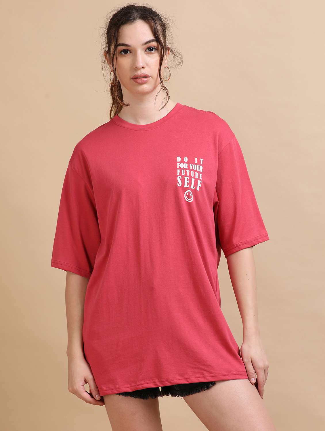 women printed short sleeves oversized t-shirt - 22547956 -  Standard Image - 2