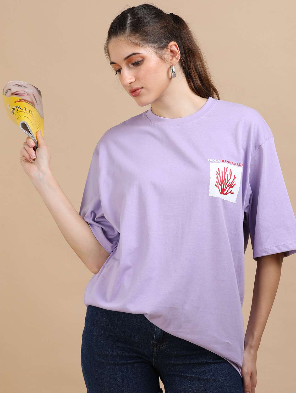 women printed short sleeves oversized t-shirt - 22547960 -  Standard Image - 2