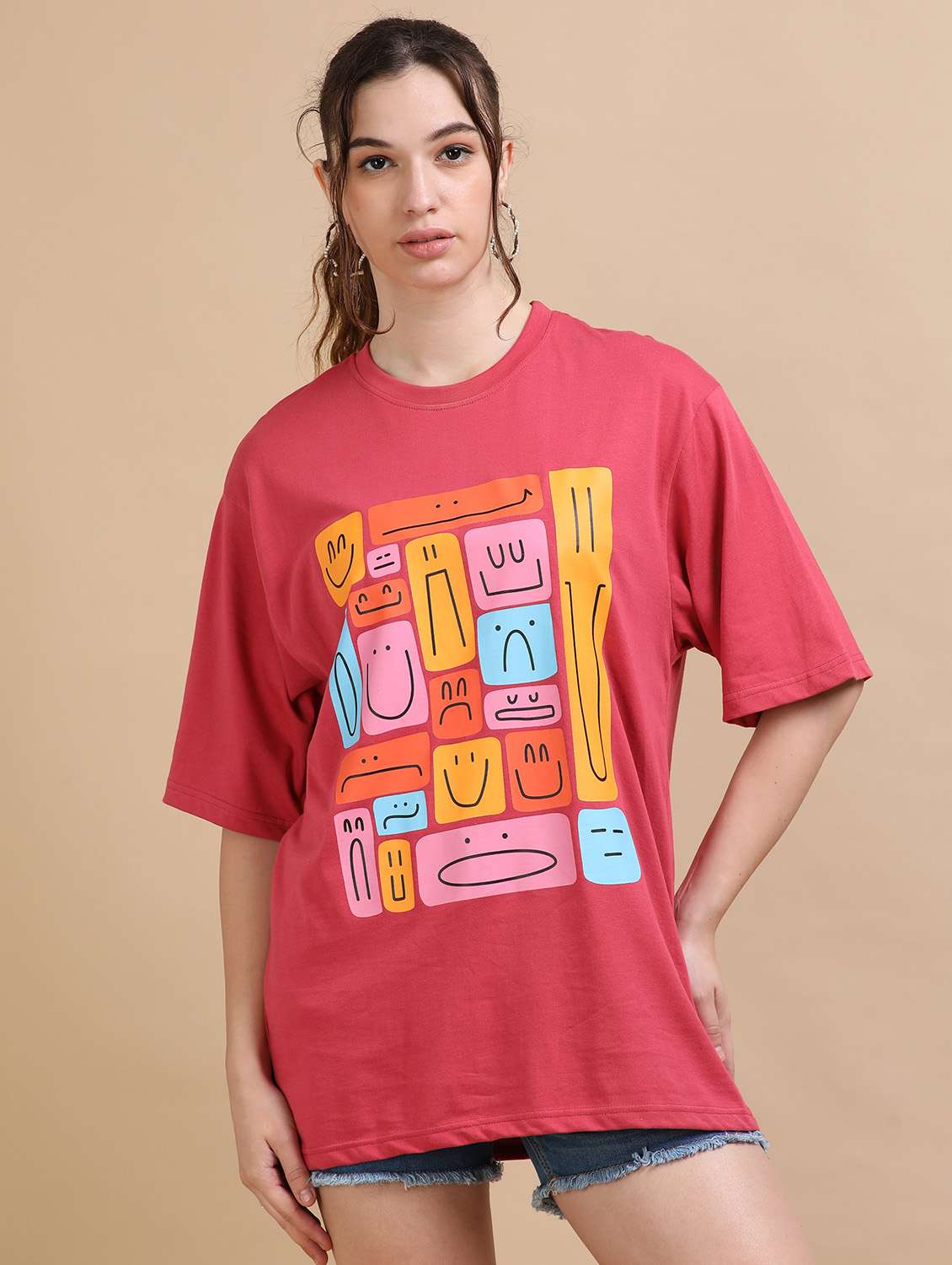 women printed short sleeves oversized t-shirt - 22547964 -  Standard Image - 2