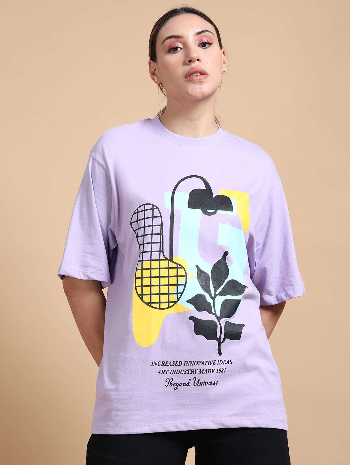 women printed short sleeves oversized t-shirt - 22547971 -  Standard Image - 2