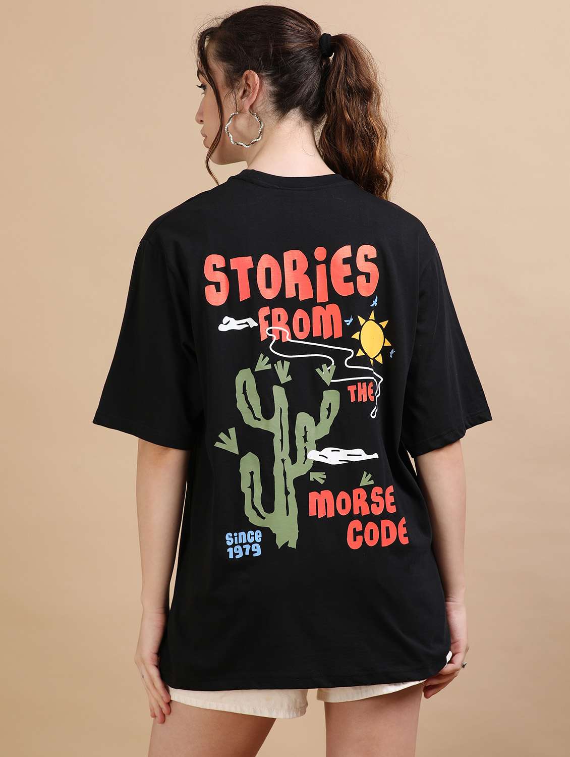 women printed short sleeves oversized t-shirt