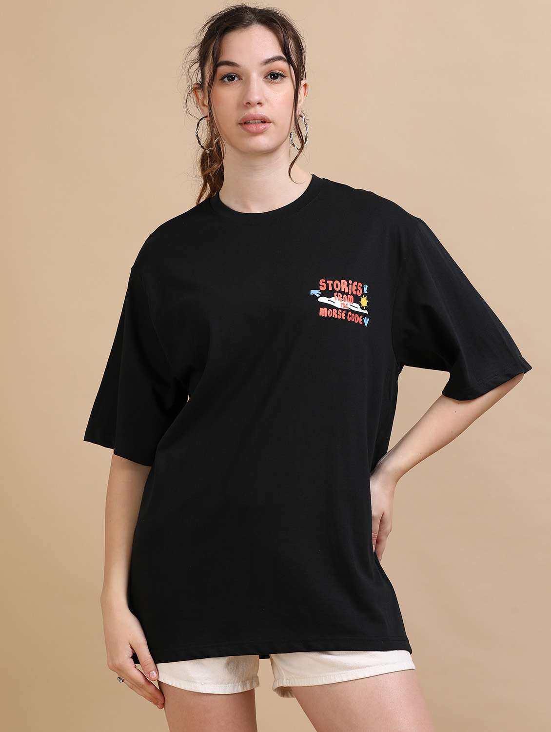women printed short sleeves oversized t-shirt - 22547985 -  Standard Image - 2