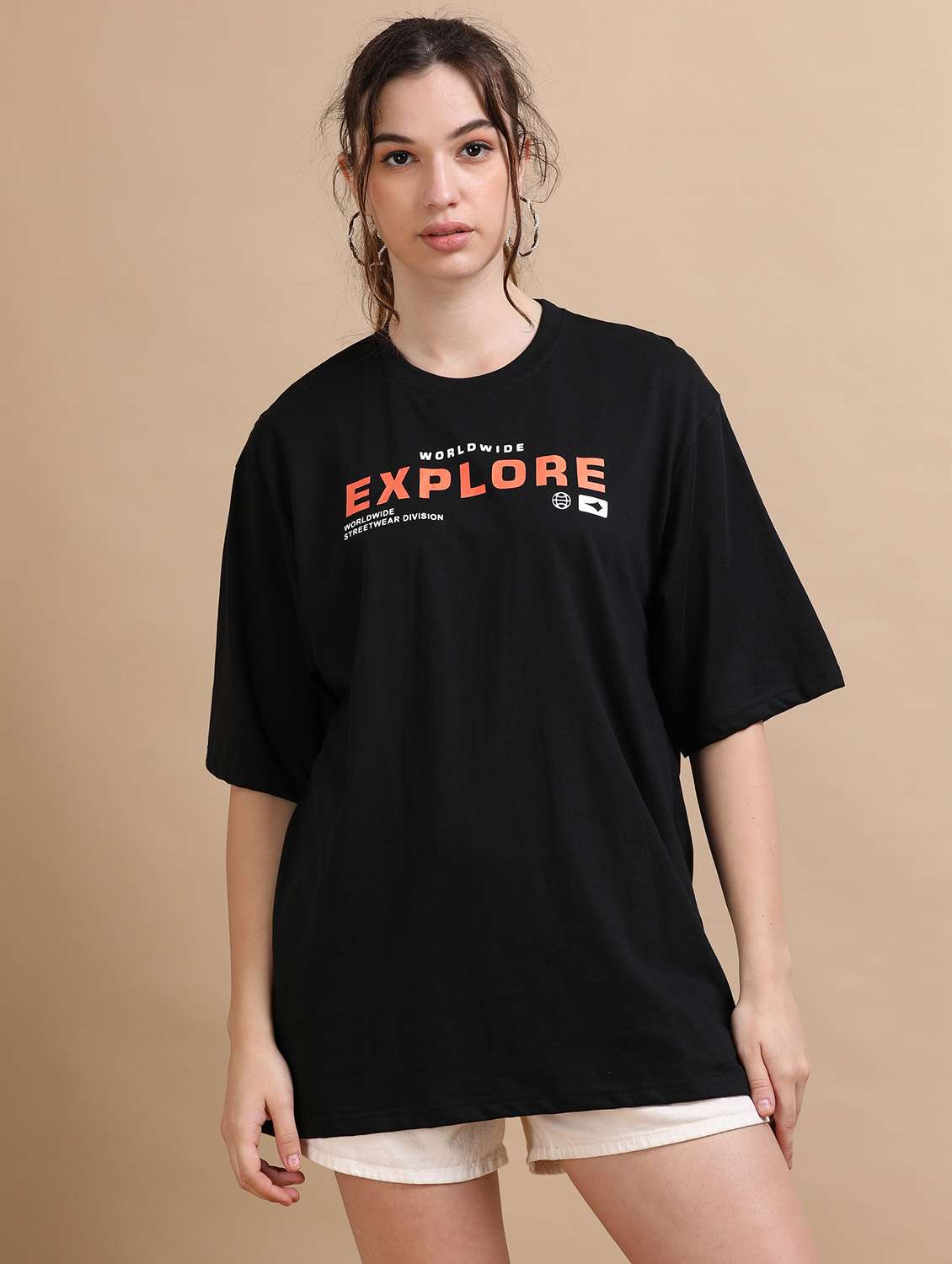 women printed short sleeves oversized t-shirt - 22547987 -  Standard Image - 2