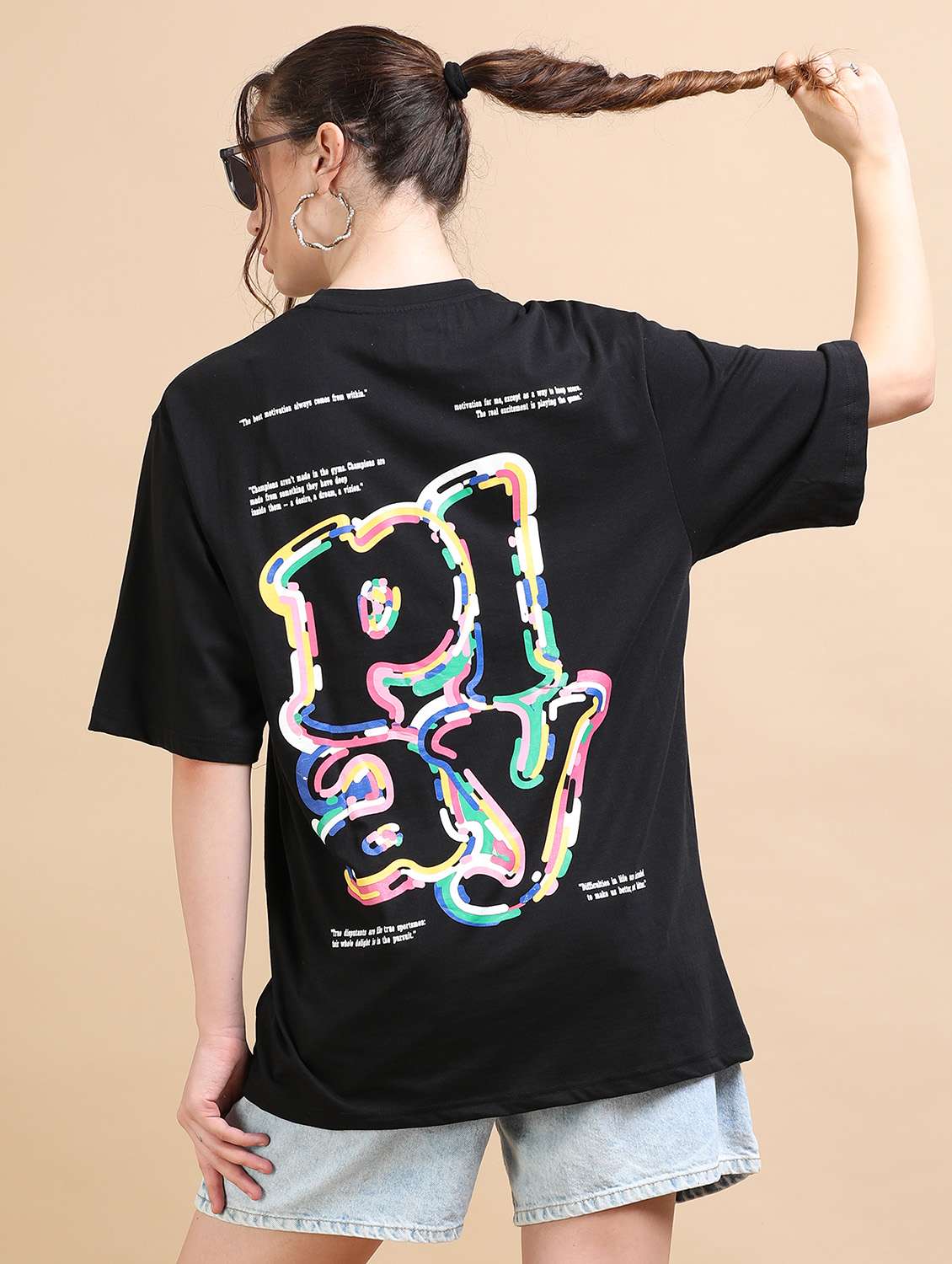 women printed short sleeves oversized t-shirt