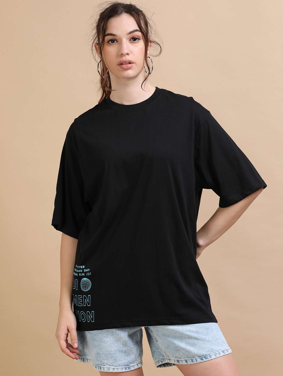 women printed short sleeves oversized t-shirt - 22547989 -  Standard Image - 2