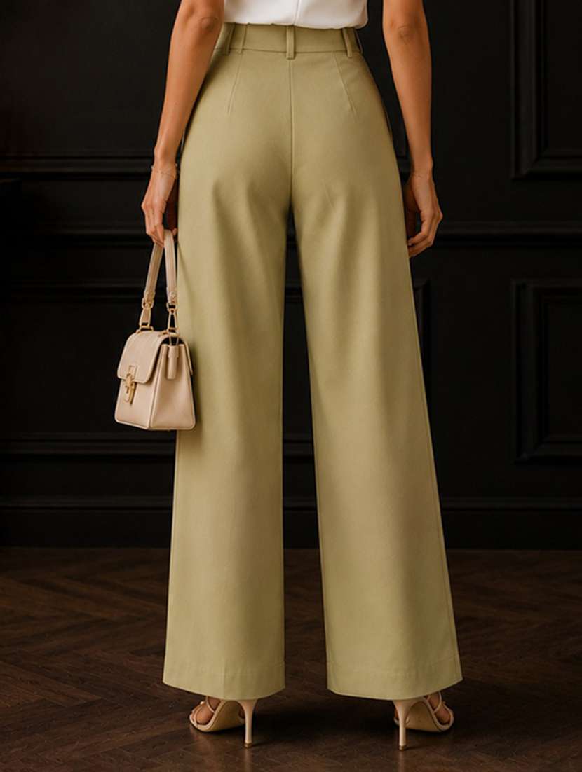 women solid high rise wide leg trouser - 22548008 -  Standard Image - 2