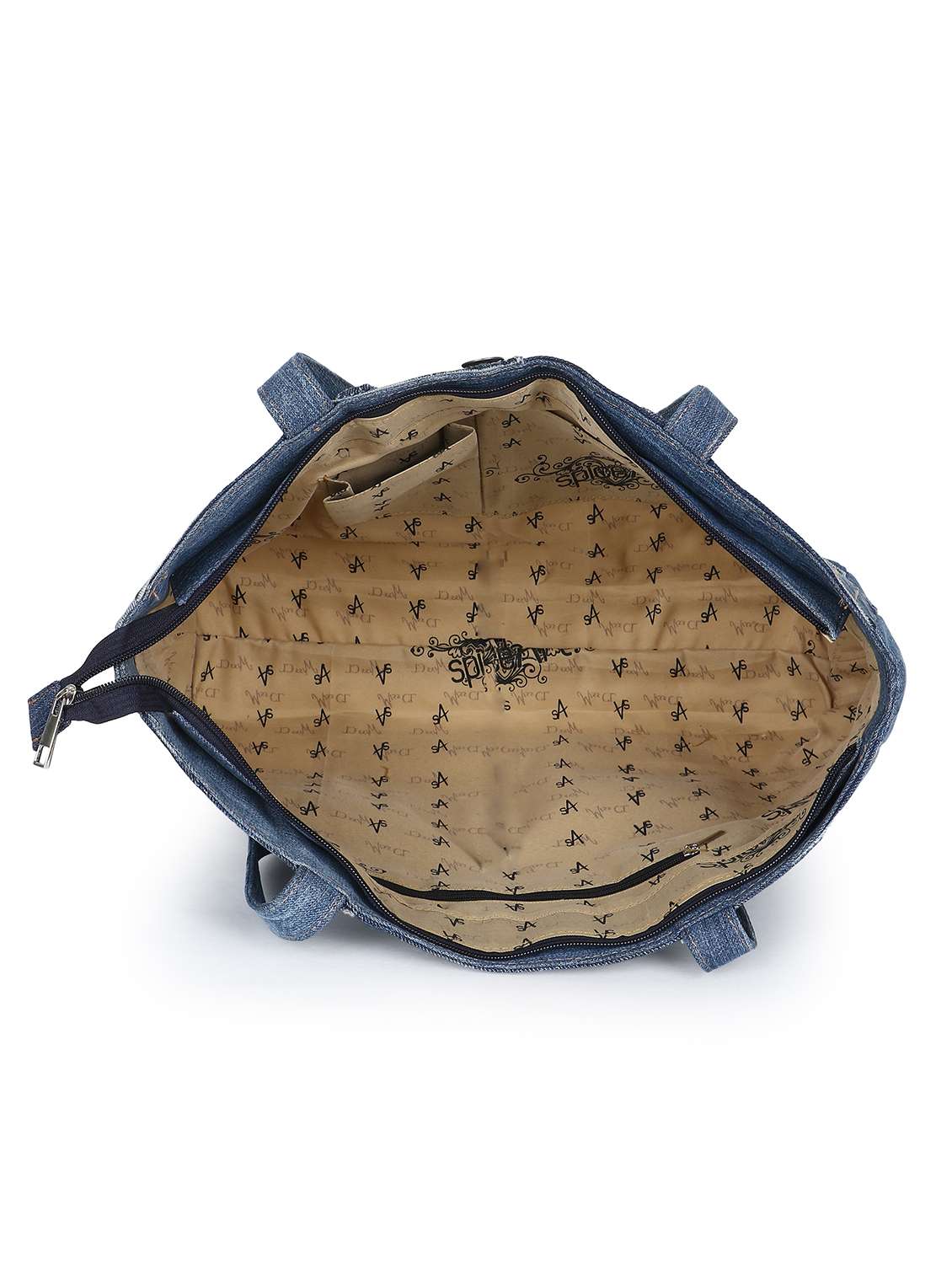 Solid Blue Denim Zipper Handbag - 22548192 -  Standard Image - 2