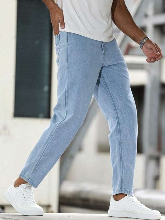 relaxed fit mid rise light blue washed denim jeans - 22548196 -  Standard Image - 2