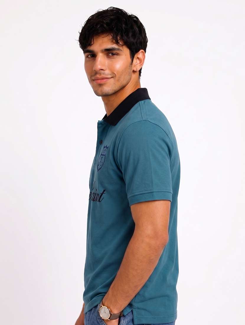 men typographic printed short sleeves polo t-shirt - 22548265 -  Standard Image - 2