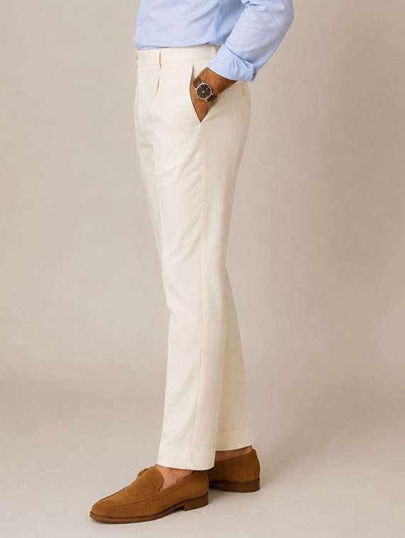 men solid mid rise flat formal trouser - 22548279 -  Standard Image - 2