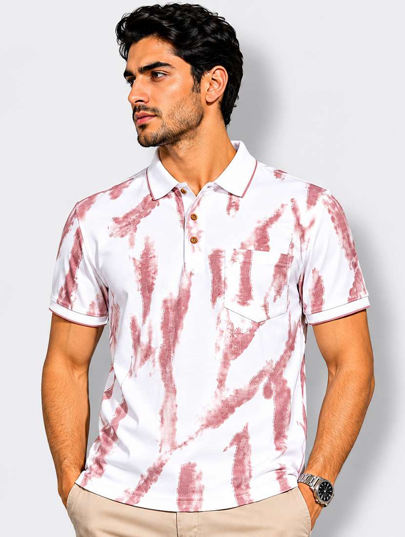 men printed short sleeves polo t-shirt