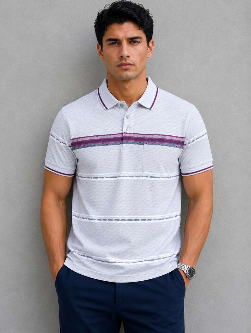 men printed short sleeves polo t-shirt