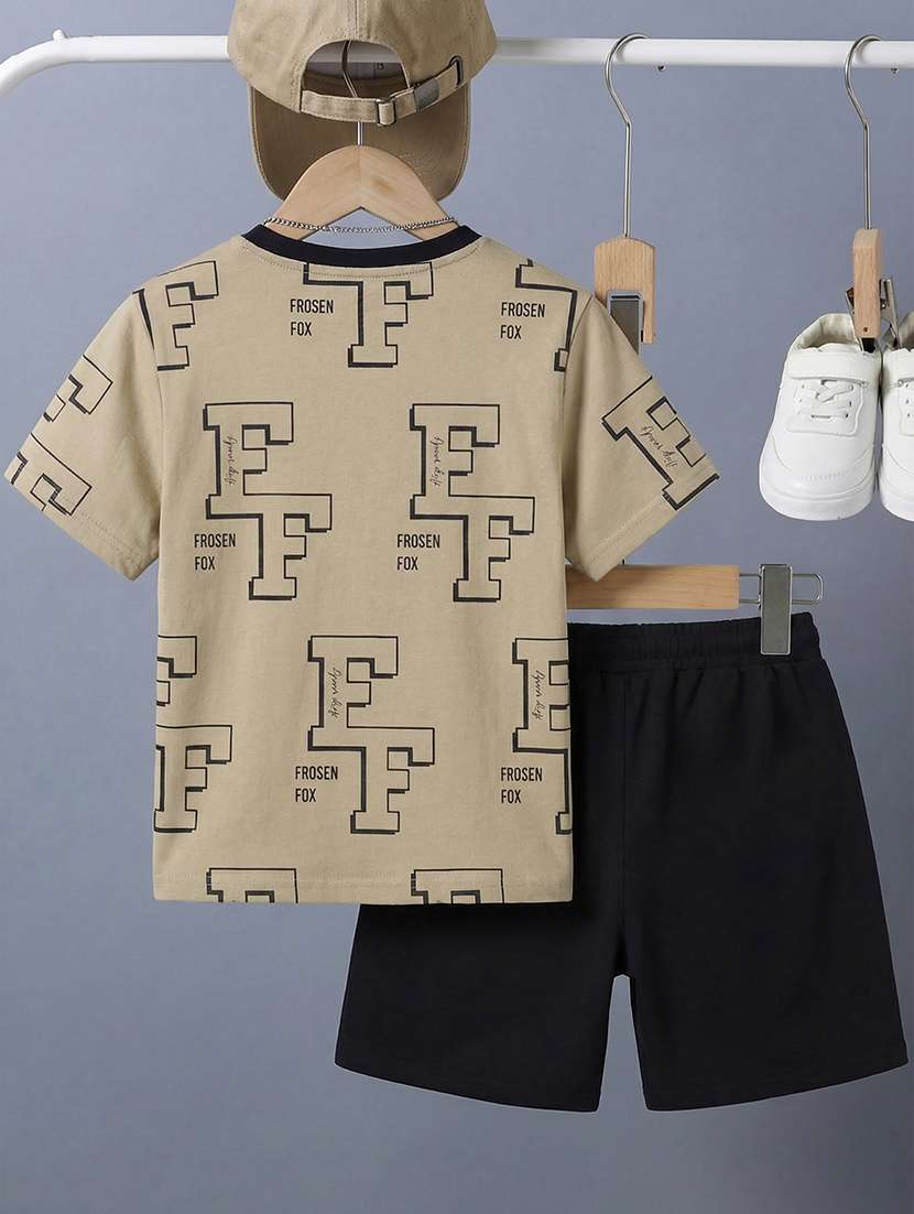 boys printed round neck t-shirt and shorts set - 22548848 -  Standard Image - 2
