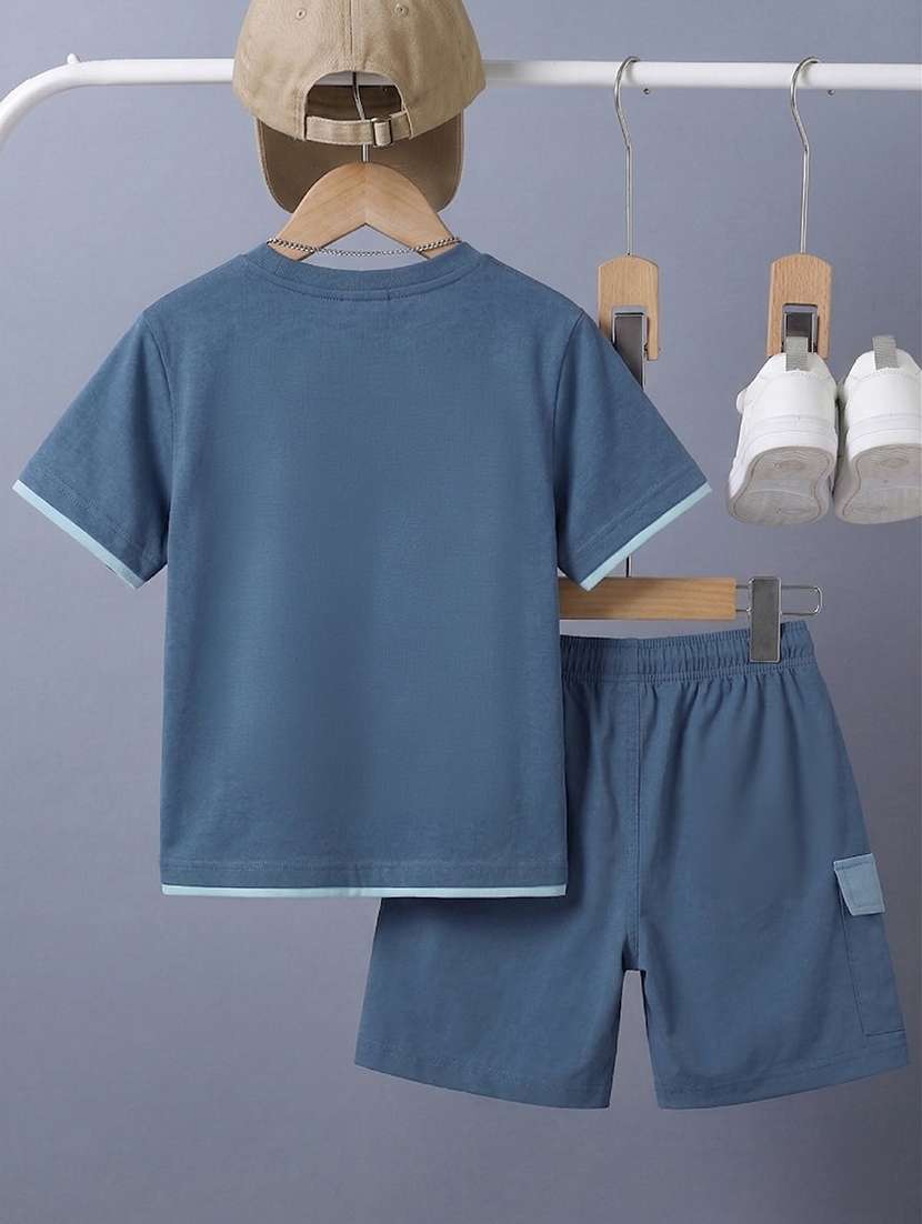 boys printed round neck t-shirt and shorts set - 22548851 -  Standard Image - 2