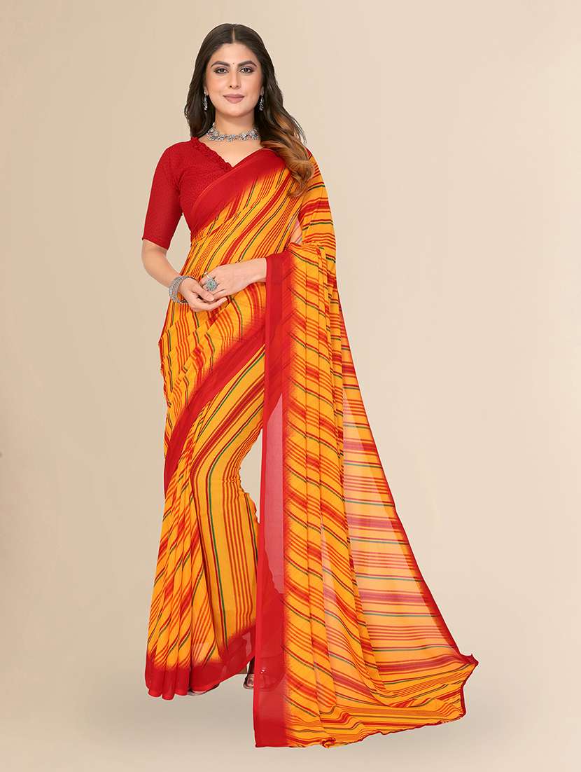women printed casual wear saree with blouse