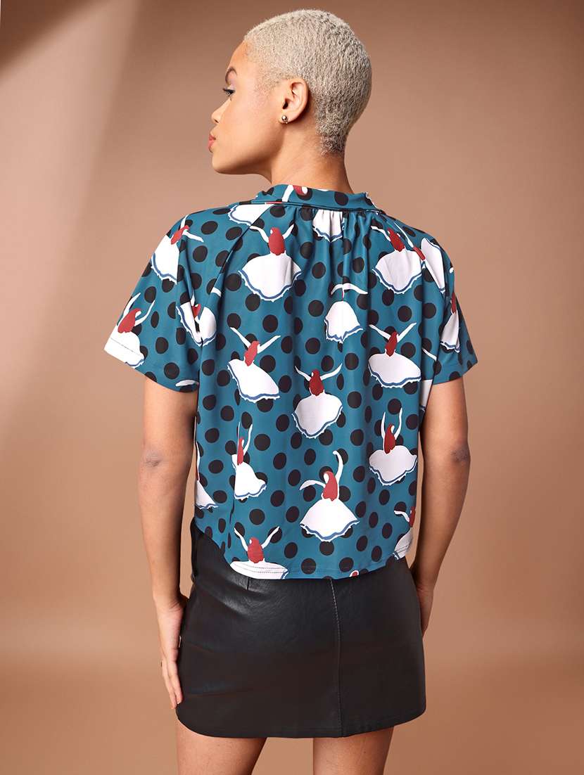 women printed collared regular top - 22549053 -  Standard Image - 2
