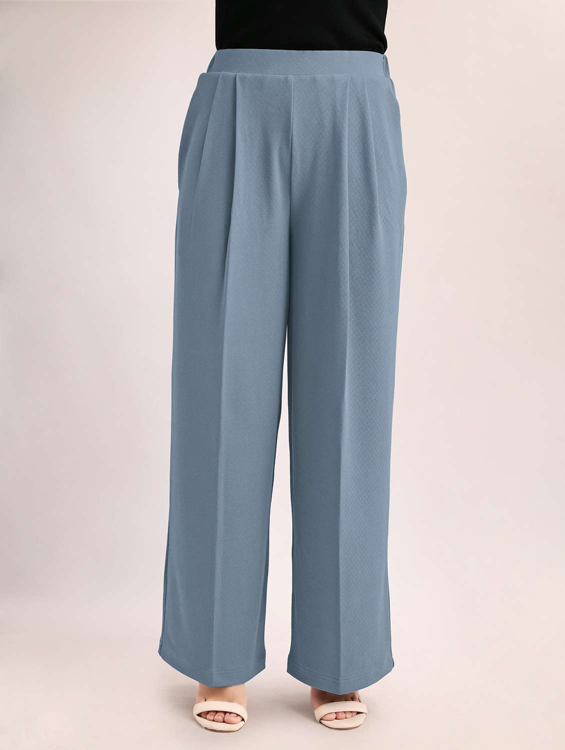 women solid high rise wide leg trouser - 22549092 -  Standard Image - 2