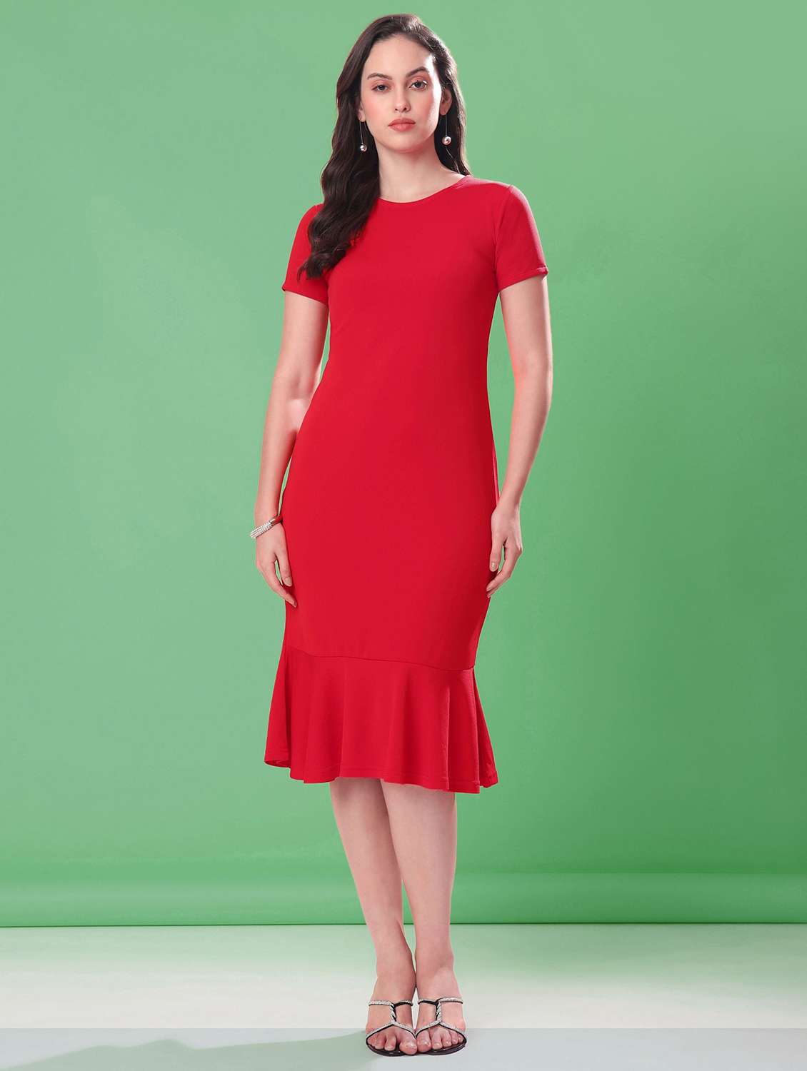 women solid short sleeves sheath dress - 22549149 -  Standard Image - 2