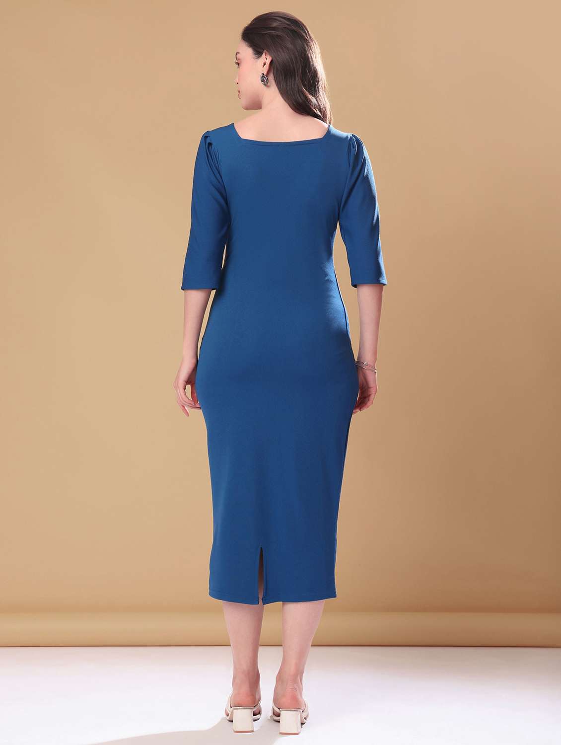 women solid square neck bodycon dress - 22549164 -  Standard Image - 2