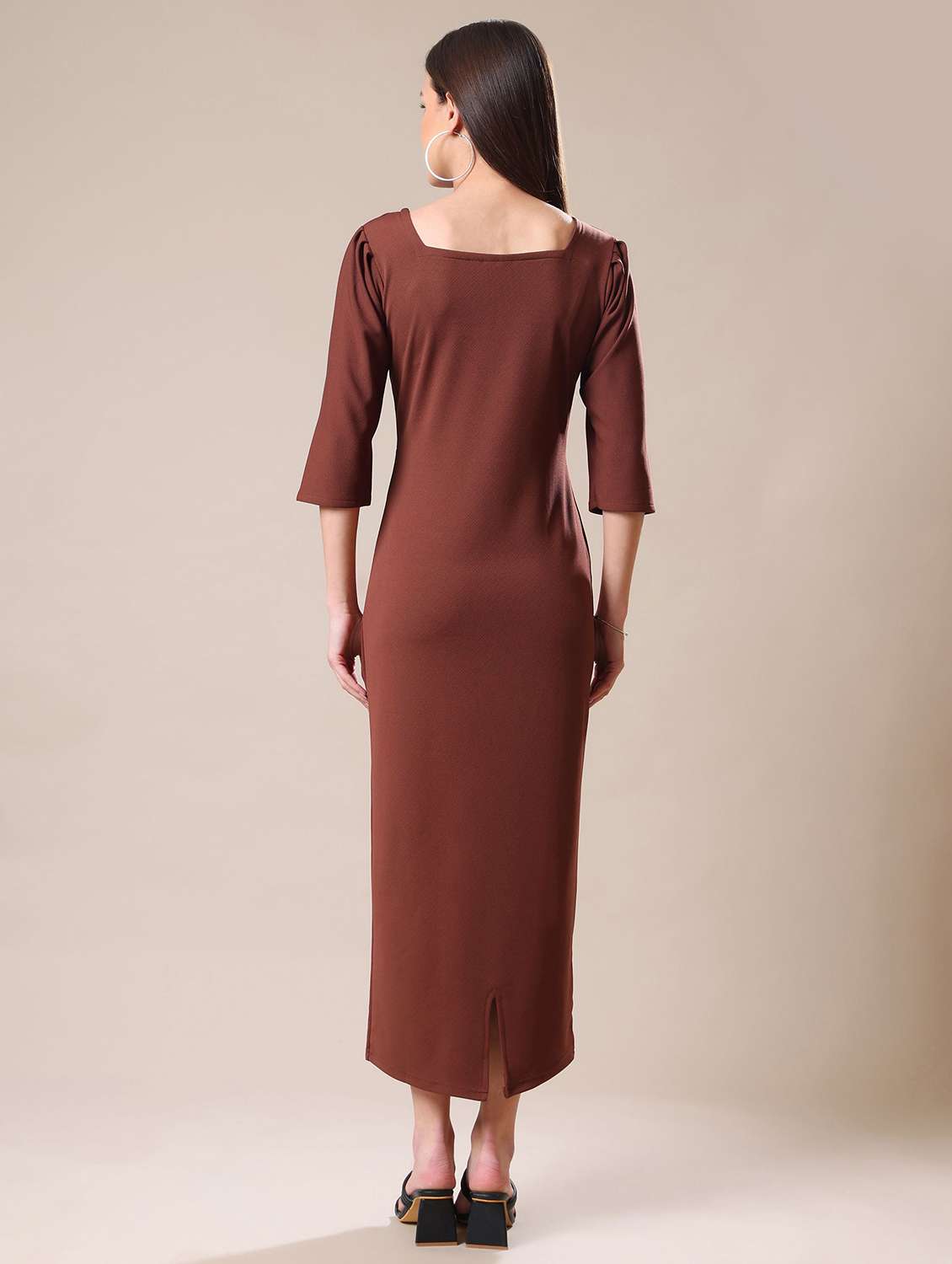 women solid square neck sheath dress - 22549165 -  Standard Image - 2