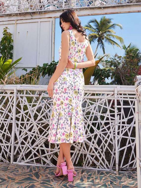 white polyester fit & flare dress - 22549242 -  Standard Image - 2