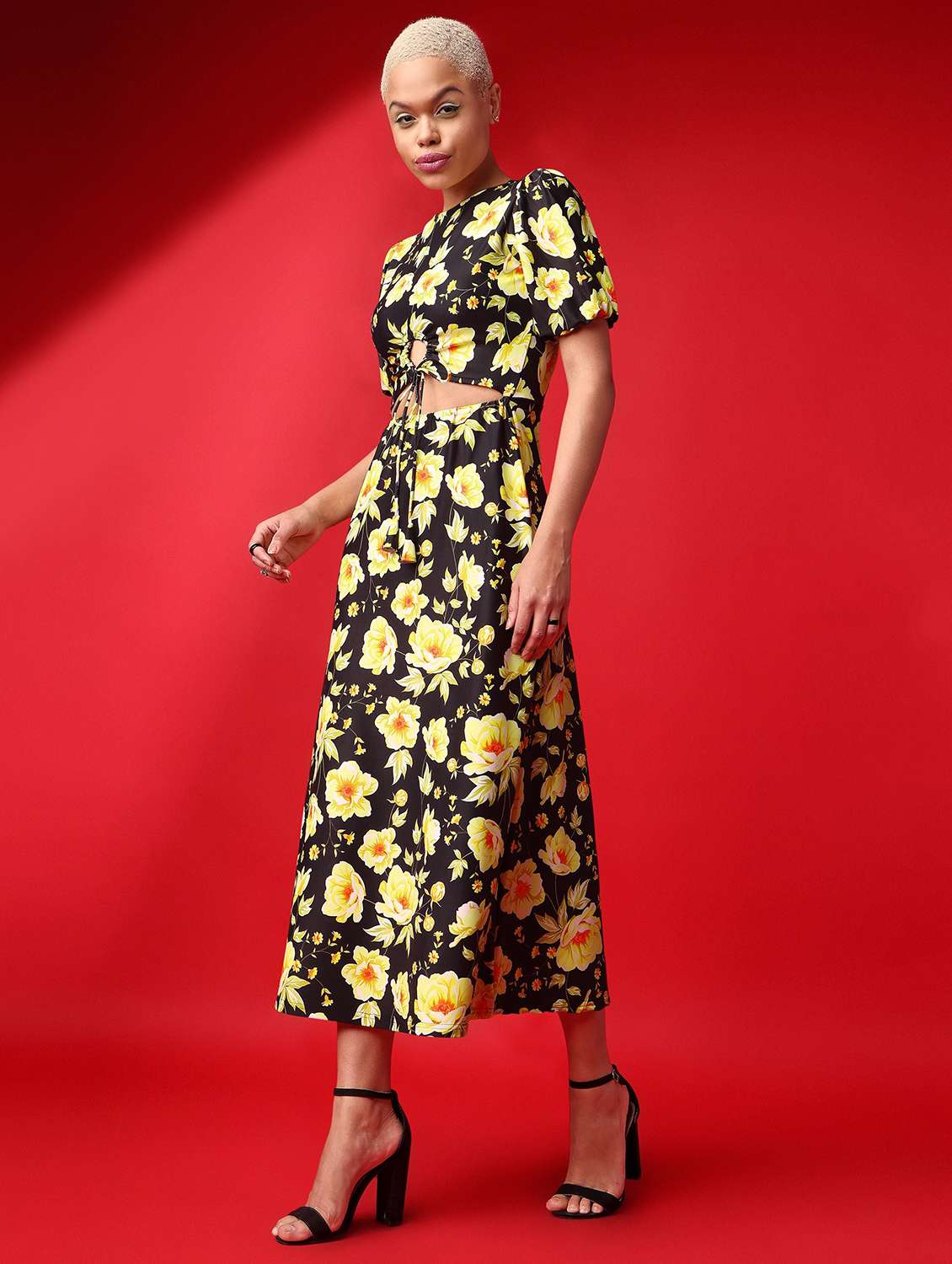 women printed short sleeves a-line dress - 22549302 -  Standard Image - 2