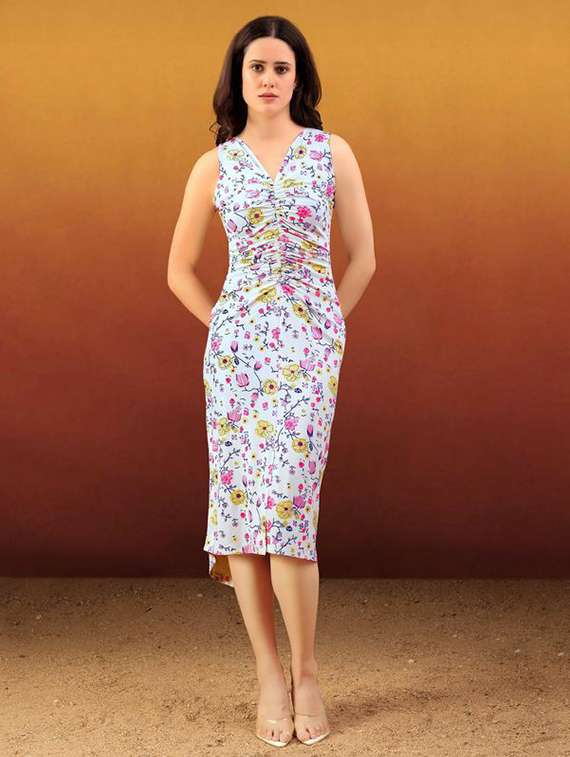 women printed sleeveless high low dress - 22549342 -  Standard Image - 2