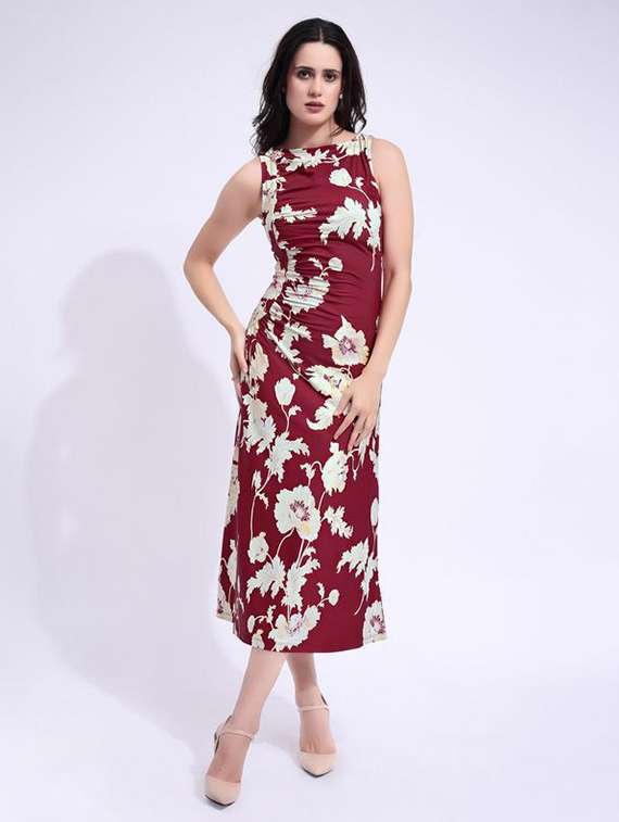 women printed sleeveless a-line dress - 22549343 -  Standard Image - 2