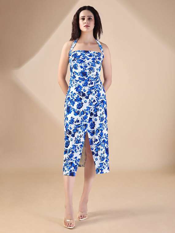 women printed halter neck a-line dress - 22549350 -  Standard Image - 2