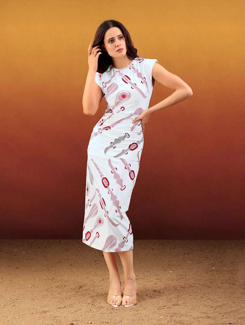 women printed cap sleeves bodycon dress - 22549357 -  Standard Image - 2