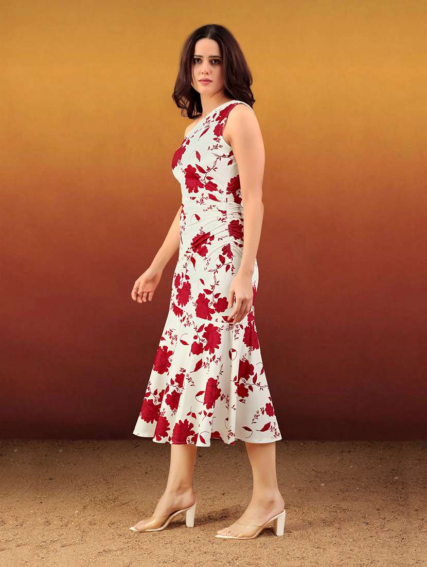 women printed single shoulder sheath dress - 22549362 -  Standard Image - 2