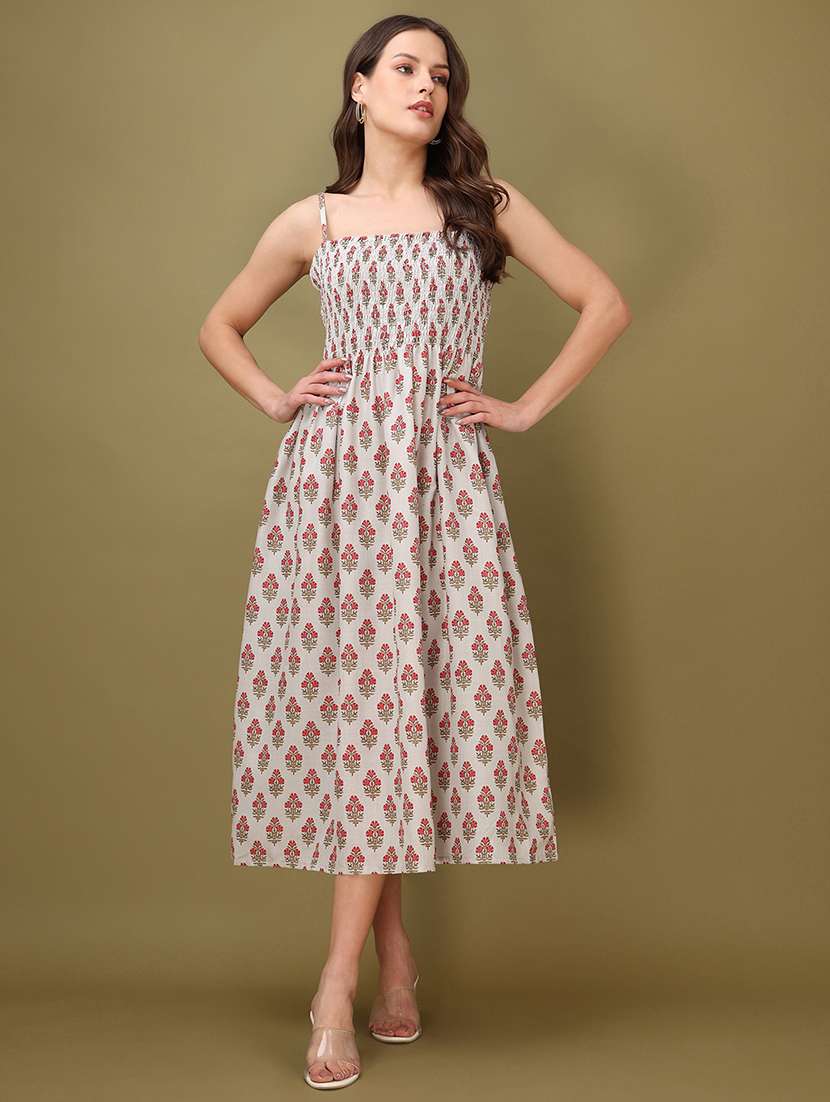 Women Printed Shoulder Strap Fit And Flare Dress - 22549426 -  Standard Image - 2